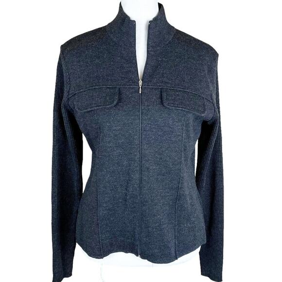 Chiara Marcora Gray Wool Blend Zip Up Blazer M - Picture 1 of 6